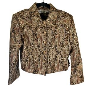 Vintage Anage Paisley Tapestry Sequin Embellished Cotton Jacket Small  Artsy‎
